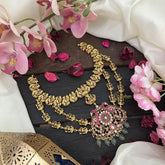 Vriksham Intricate Lakshmi Layered Dual Peacock Jadau Kundan Pendant Short Neckpiece-J2965